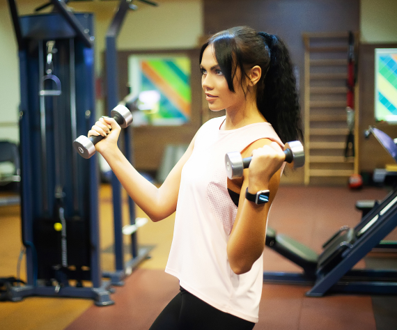 Female lifting weights